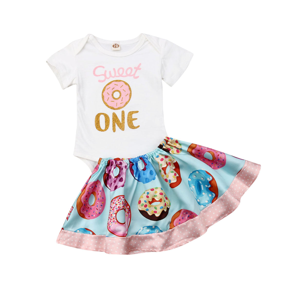 2pcs Baby Girl Clothes Newborn Romper Babysuit Jumpsuit + Doughnuts Skirts Babe Kids Hot Outfits Set Sunsuits Clothings Sundress