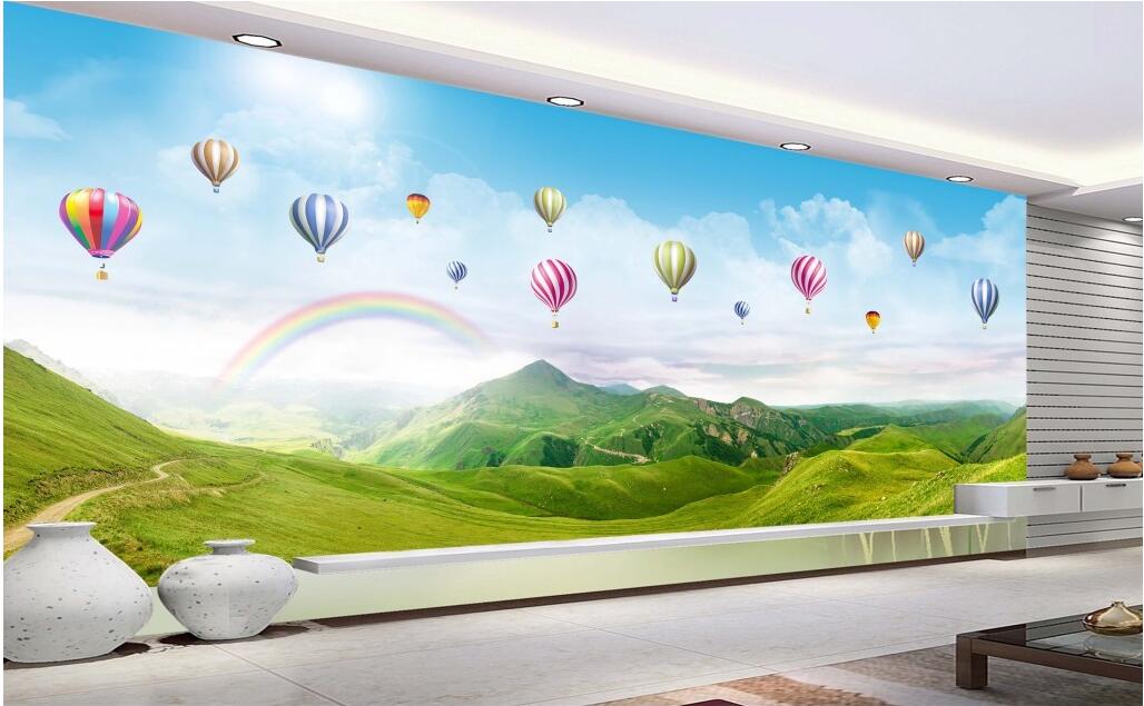 WDBH 3d wallpaper custom photo HD large mountain hot air balloon scenery home decor living room 3d wall muals wall paper for walls 3 d