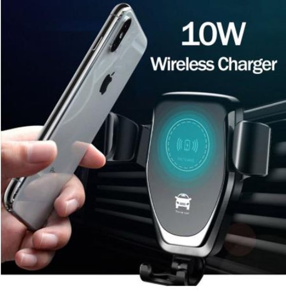 Car Mount 10W Qi Wireless Charger for IPhone XS Max X XR 8 Fast Wireless Charging Car Mobile Phone Holders for Samsung Note 9 S9