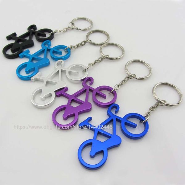 500pcs aluminum Alloy sport bike shaped bottle opener keychains bicycle beer openers key ring key chain gift mix colors