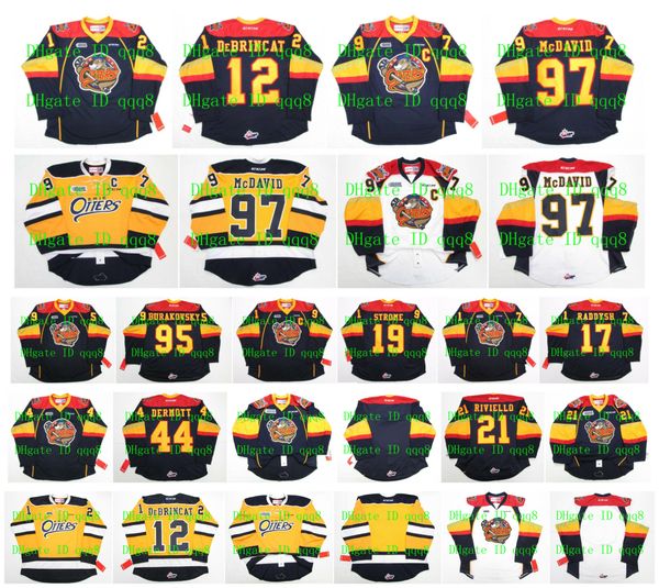 OHL ERIE OTTERS Jersey 12 ALEX DeBRINCAT 97 CONNOR McDAVID 17 Taylor Raddysh 19 DYLAN STROME 44 TRAVIS DERMOTT Custom Hockey Jerseys