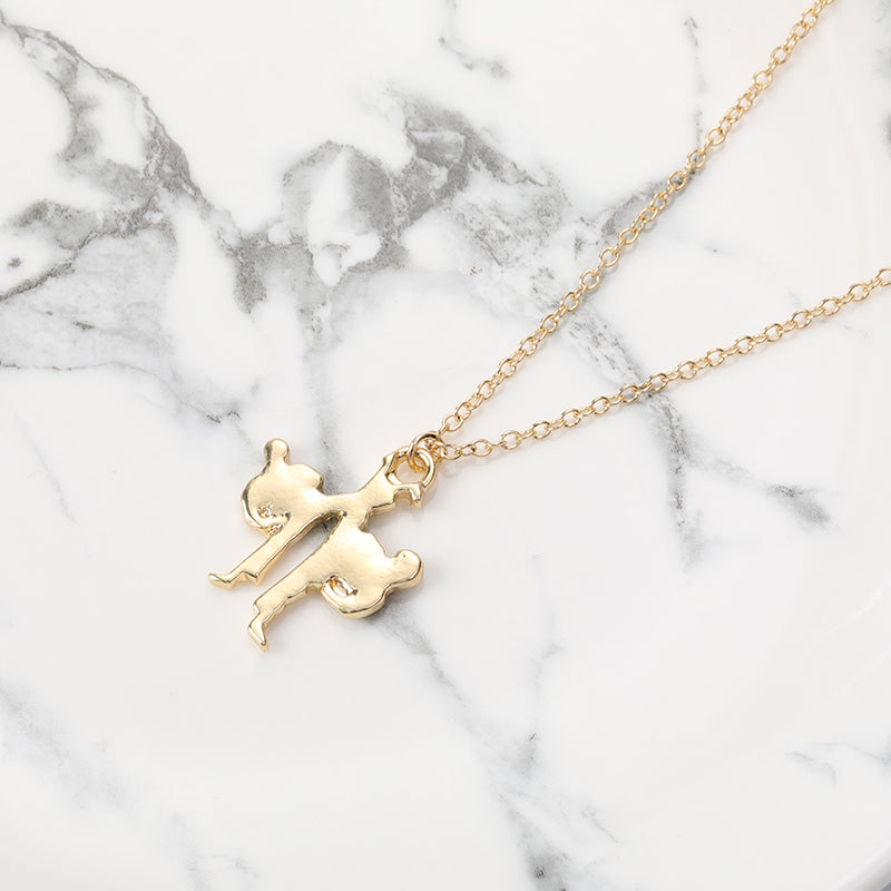 10pcs Karate Kickboxing Fighting Pendant Charm Necklace Two Kungfu Fighters Chain Jewelry Necklace Gift for Friends