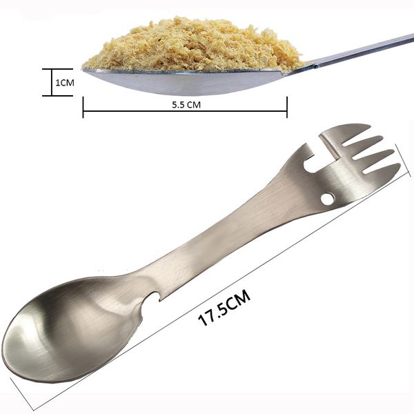 Outdoor Picnic Spork Spoon Fork 1 Portable Travel Camping Stainless steel Tableware Cutlery Utensil Bottle Can Opener