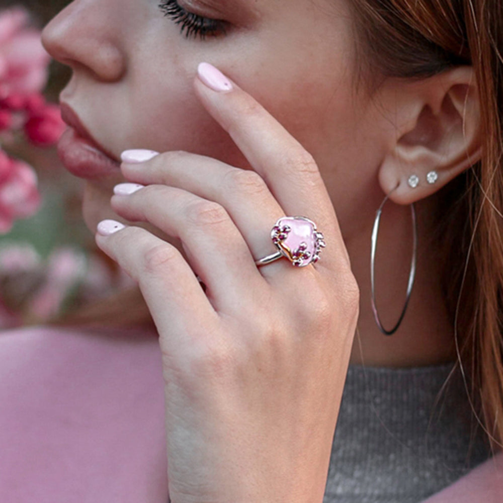 2019 fashion womens ring big pink flower Luxury jewellery delivery fast best birthday gift for girlfriend beautiful rings