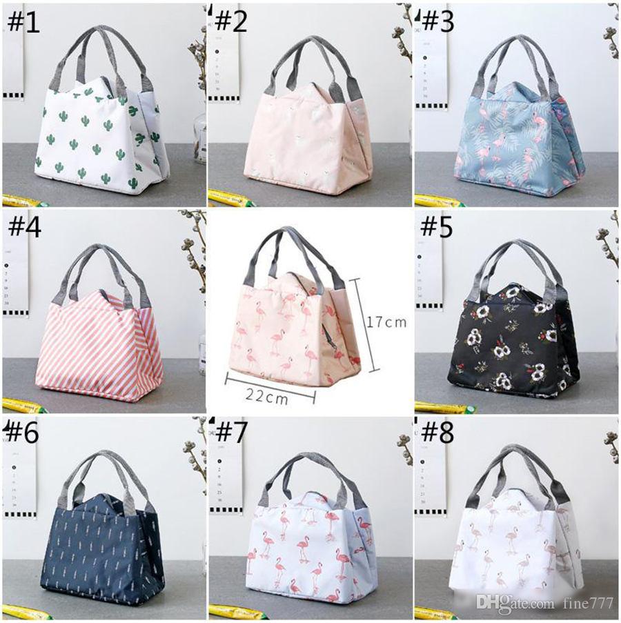 Designer Handbag 8 Style Portable Flamingo Lunch Bag Cooler Bag Thermal Insulation Bags Travel Picnic Food Lunch box bag for Women Girls Kid