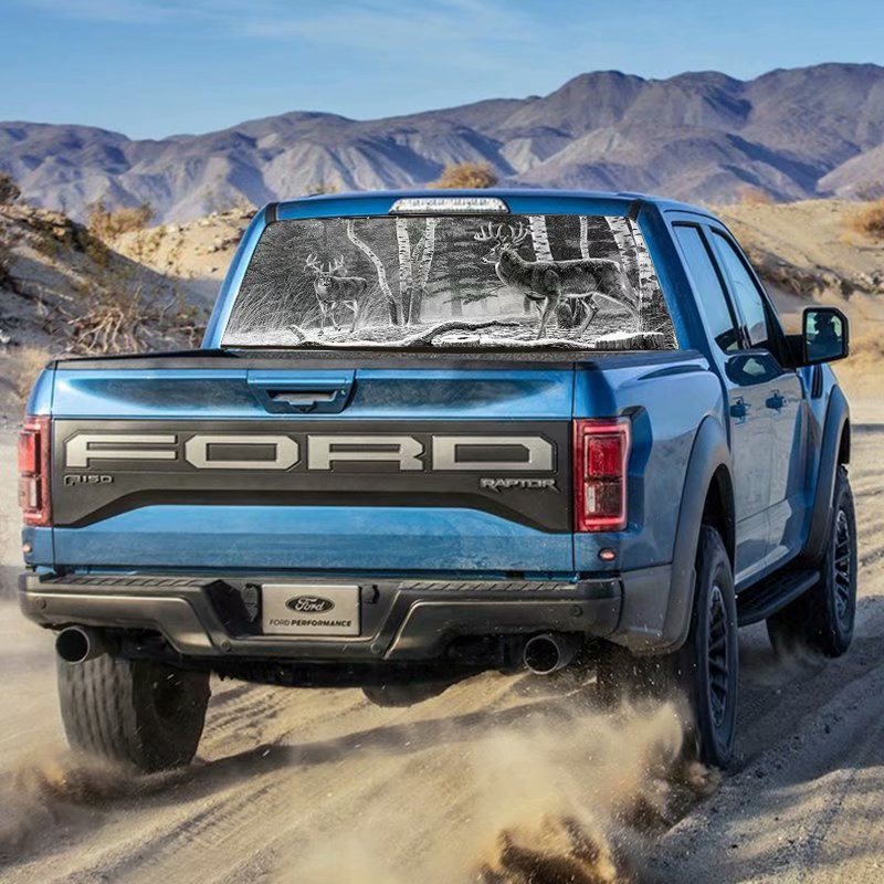 Deer Forrest Hunting Perforated Car Graveyard Rear Window Car Decal Sticker