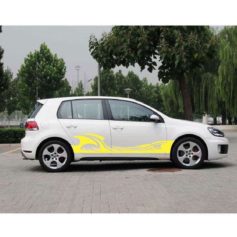 2PCS Car Flame Decals Totem Skirt Refit Personalized Decorative Body Scratch Autos Sticker