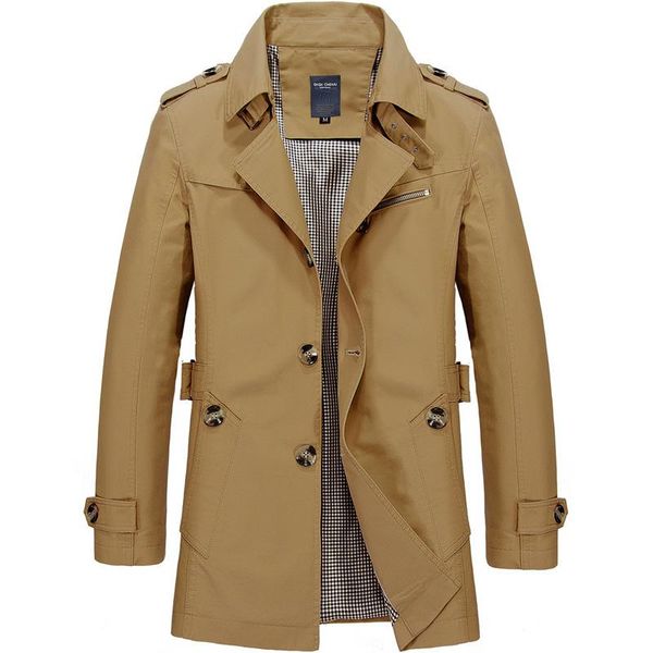 Trench Coat For Men Business Jacket Casual Coat Men Casual Fit Overcoat Jacket Outerwear Coats Plus Size M- 5XL