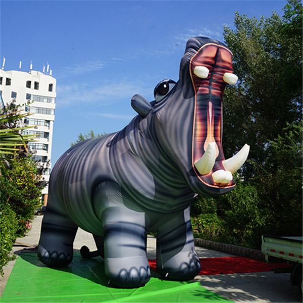 wholesale Ground Inflatable Balloon hippopotamus inflable hippo With High Quality Strip For Huge Mall&#039;s Marine theme Decoration