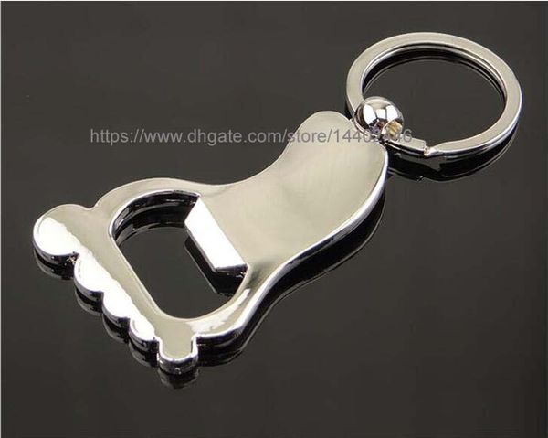 100pcs LASER LOGO Metal Foot Shape Bottle Opener Barefoot Beer Keychain Keyring Key Ring Kitchen Tool Tools