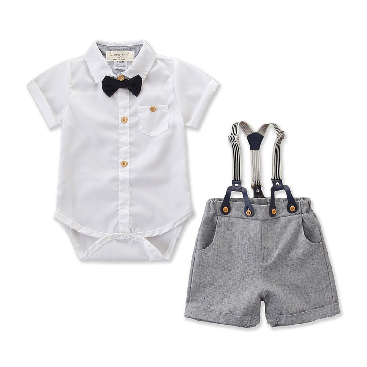Newborn Infant Baby Boy Gentleman Clothes Shirt Top Pants Shorts Outfit Set