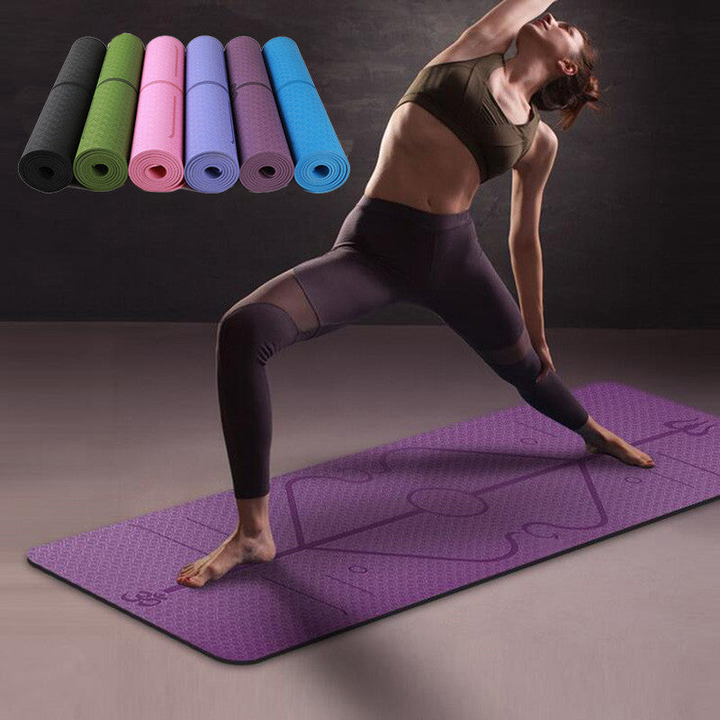 1830 * 610 * 6mm Yoga Mat with Position Line Non-slip Carpet Mat for Beginners Environmental Fitness Gym Mat