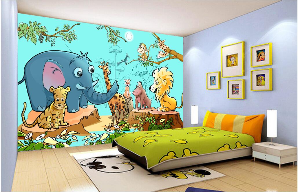 WDBH 3d wallpaper custom photo Cute cartoon forest zoo animals background living room home decor 3d wall muals wall paper for walls 3 d