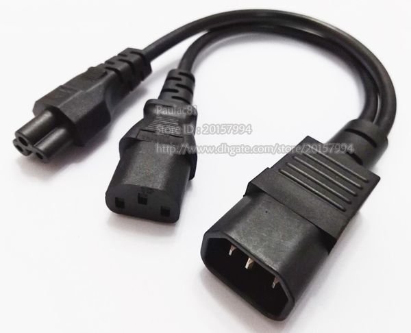 IEC 320 C14 3Pin male to C13 + C5 Female Power Adapter Cable Y-type Splitter Power Cord about 30CM-1PCS