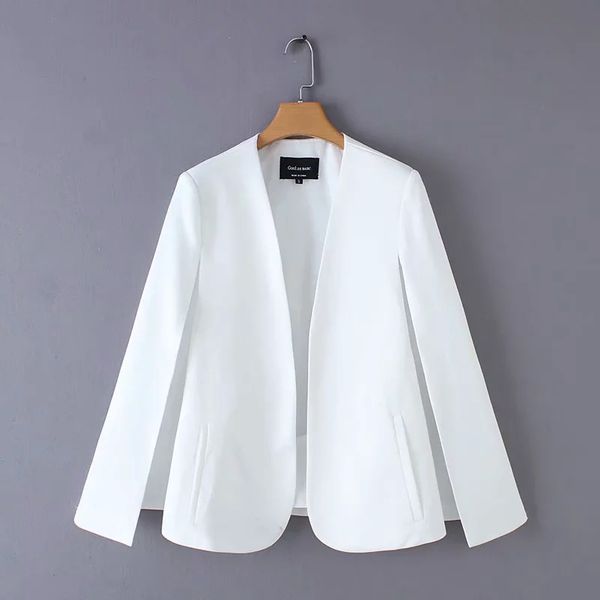Women&#039;s Thin Jacket split design women cloak suit coat casual lady black and white jacket fashion streetwear loose outerwear tops
