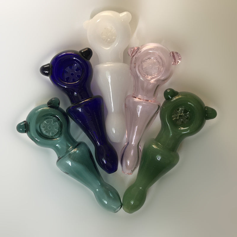 Hand Pipe Colored Oil Burner Glass Pipes 4 Inch Portable Dry Herb Tobacco Smoking Tube with Snowflake Bowl Heady Tubes 5 Colors