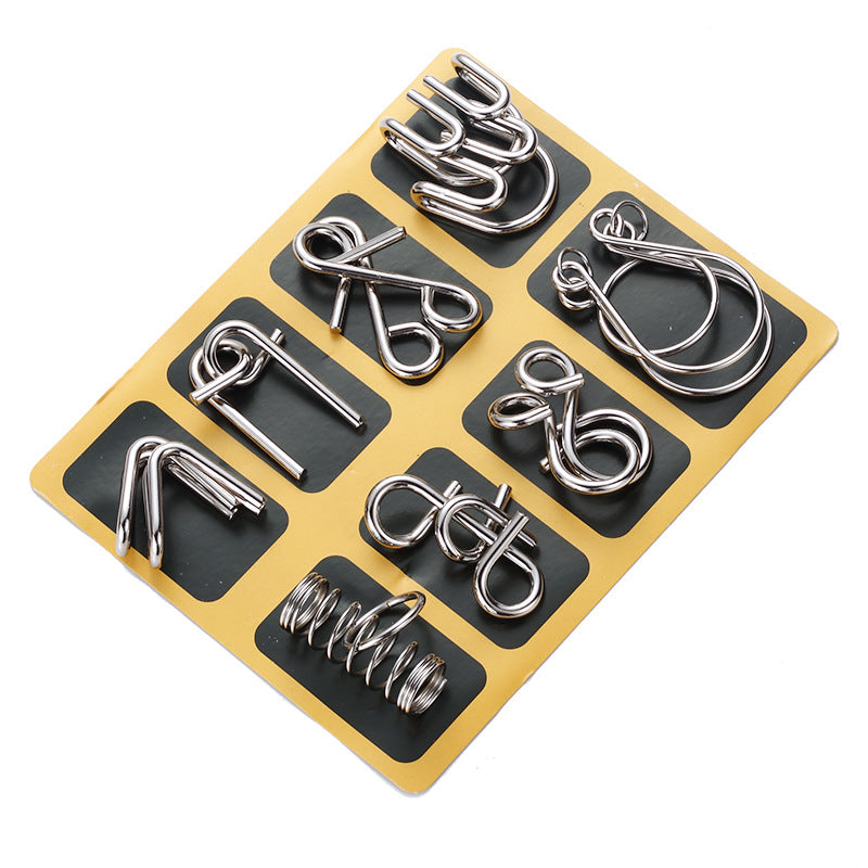 8 Pieces-Set Perplexing Fidget Toy Unlock Toys Stress Relief Puzzles Games Intelligence Challenge Metal Rings Decompression Toys Anxiety Reliever
