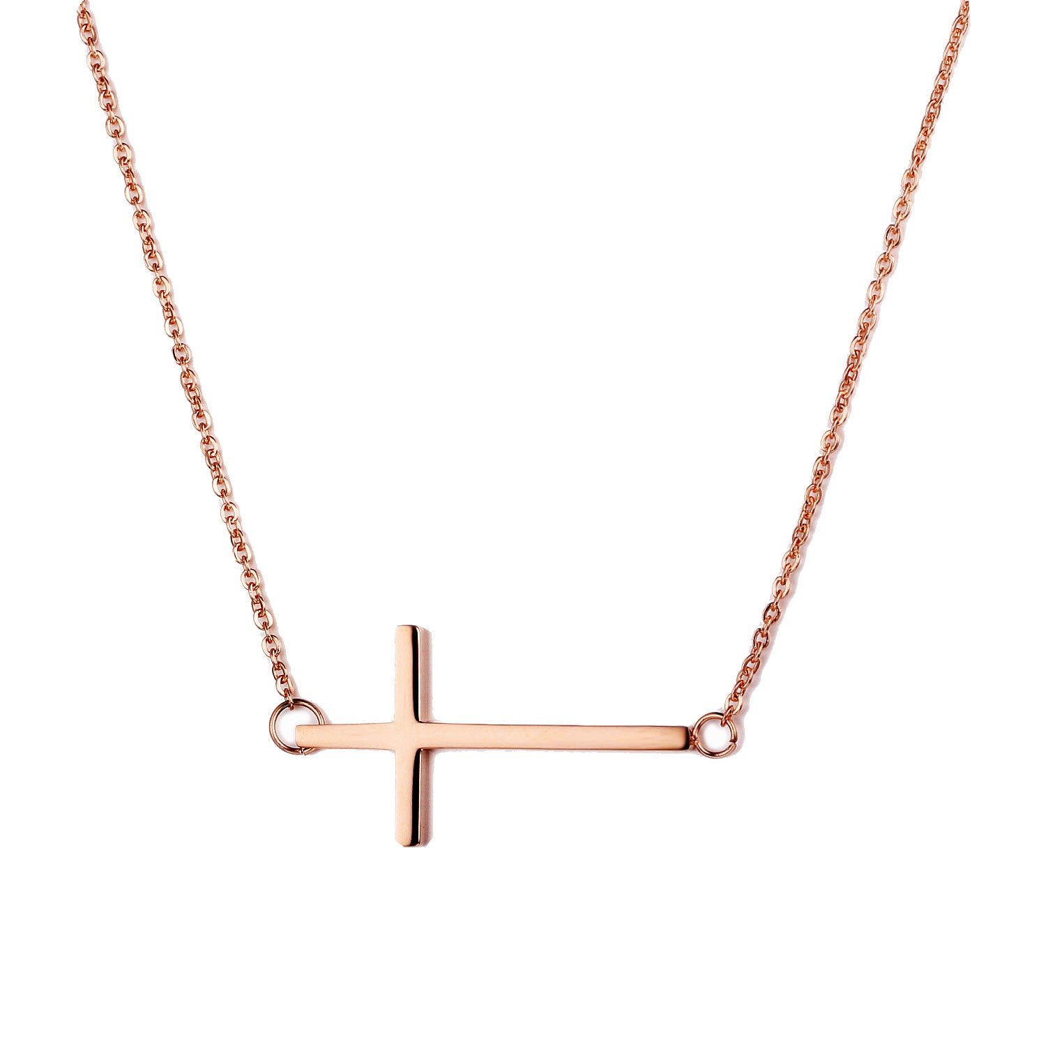 Fashion Simple Infinity Sideways Cross Necklace for Women Girl Choker Jewelry with 18k Rose Gold Plated Hign quality