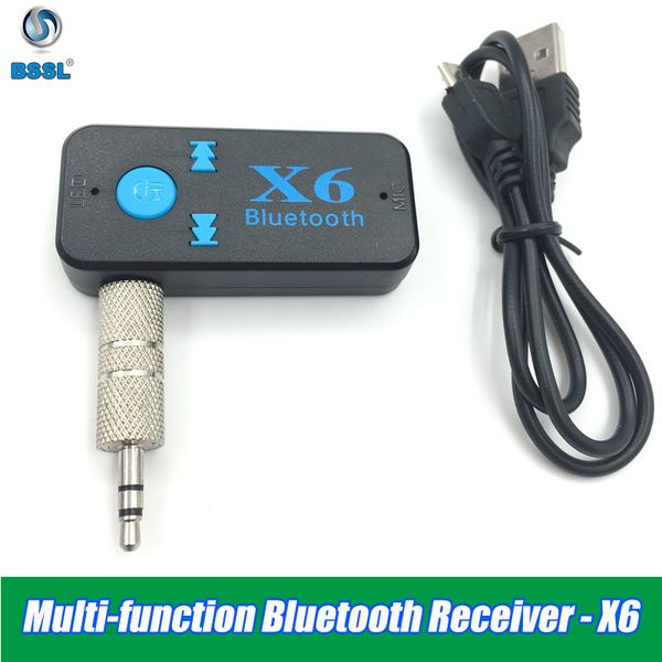X6 Bluetooth V4.2 Receiver 3.5mm AUX car Stereo Audio Stereo Music with Microphone HandFree Wireless Adapter for Phone Speaker TF Card
