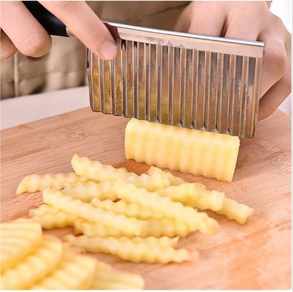 Fruit Vegetable Tools Kitchen Cooking Stainless Steel Wavy Cutter Potato Cucumber Carrot Waves Cutting Slicer Knife Gardening Blade