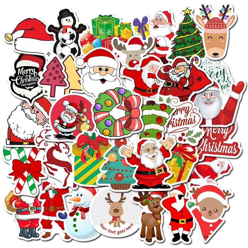 DHL Chrismas Stickers 50 Pcs Waterproof Vinyl Car Stickers and Decals Laptop Motorcycle Decal Gift Card Sticker for Water Bottles