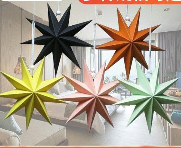 30cm 45 cm 60 cm Nine Angles Paper Star Decoration Tissue Paper Star Lantern Hanging Stars For Christmas Party Decoration