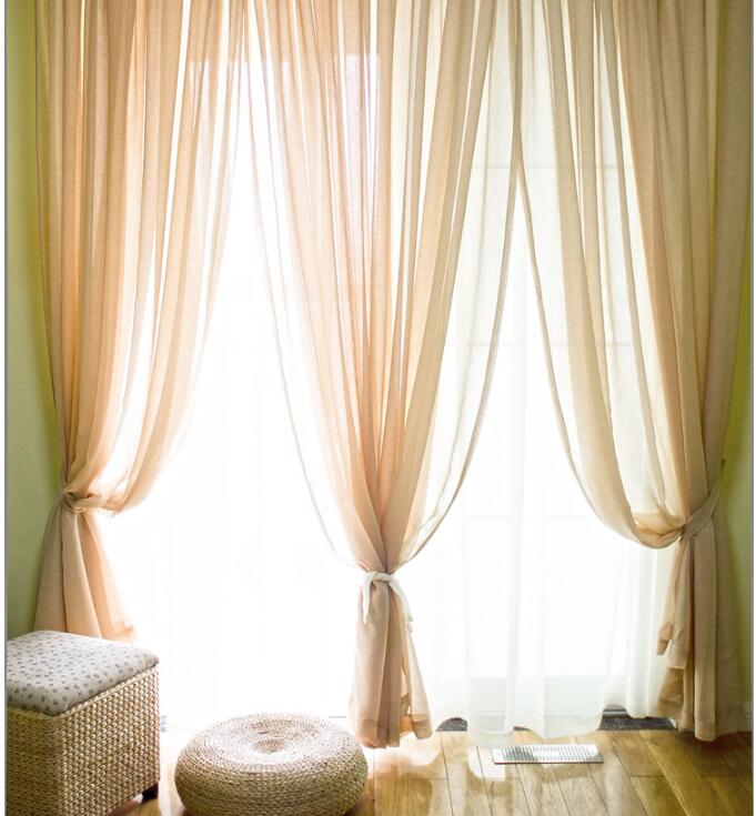 Sheer Curtains Plain Nordic linen Window Treatments curtain screens engineering fabrics cotton screen