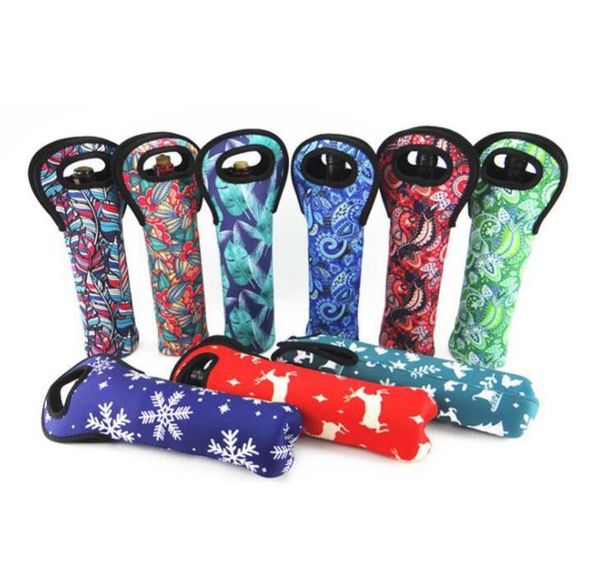 Blanks Neoprene Case Varied Design Wine Holder Tote Carrier Ball Pattern Bottle Holder Cooler Bag SN492