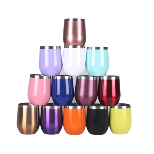 Red wine cup Stainless steel hot coffee mug tumbler double wall egg shape cute with lid water insulated Multi color thermo 12oz