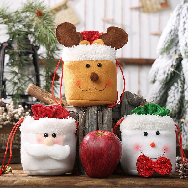 Christmas Kids Gift Candy Bags Santa Claus Snowman Elk Storage Bag Xmas Decor xmas decor vintage xmas decorations