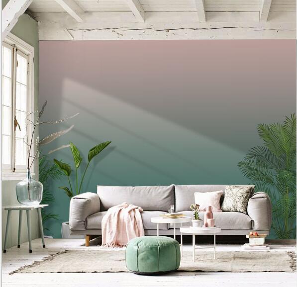 Pink green gradient Nordic style wallpapers pattern cement wall paper living room sofa bedroom TV background
