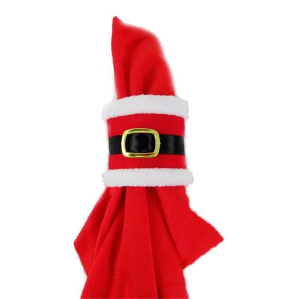 Christmas Santa Claus Belt Buckle Rings Wedding Banquet Dinner Decor Napkin Serviette Holders New Year Table Decorations