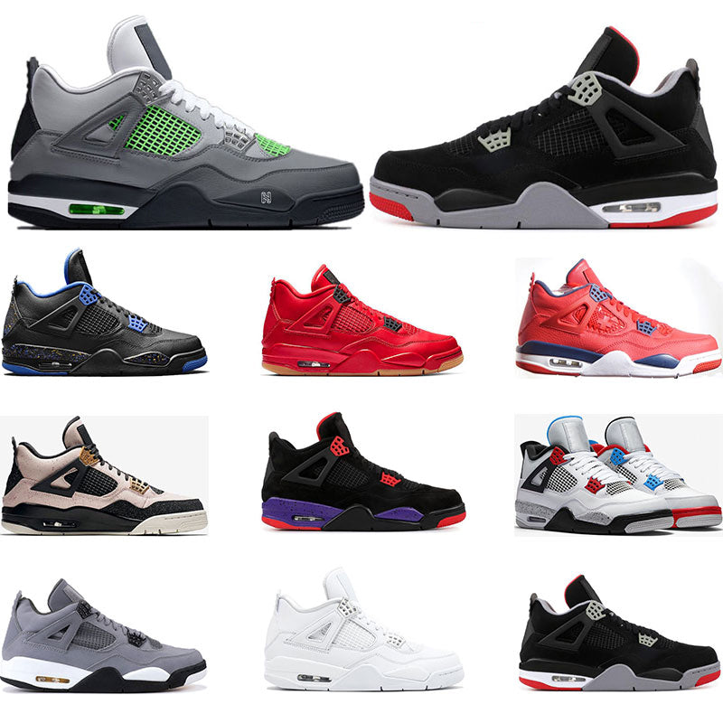 New Men 4s 4 Basketball Shoes Bred White Grey Red UNC Mushroom Denim Blue 4 Sports Boots Sneakers