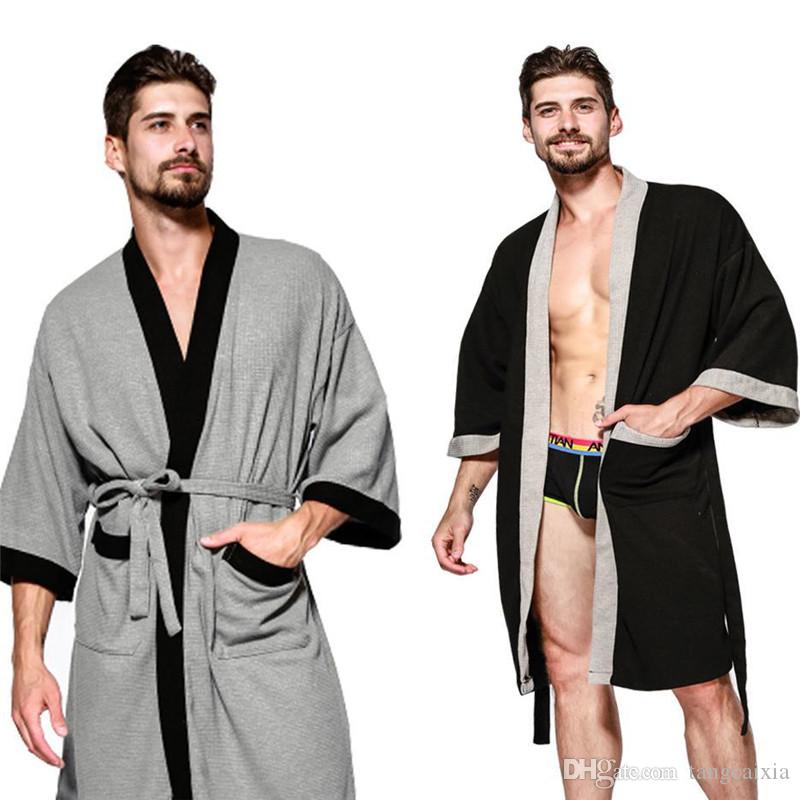 Men Bathrobe Cotton Robe Sleepwear Couple Bathrobe Women Kimono Gown Loose Intimate Lingerie Robes Casual Solid