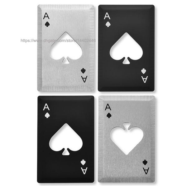 200pcs High Quality Spades Stainless Steel Playing Card Poker A Ace Soda Beer Wine Cap Can Bottle Opener Openers Black Silver Bar Tool