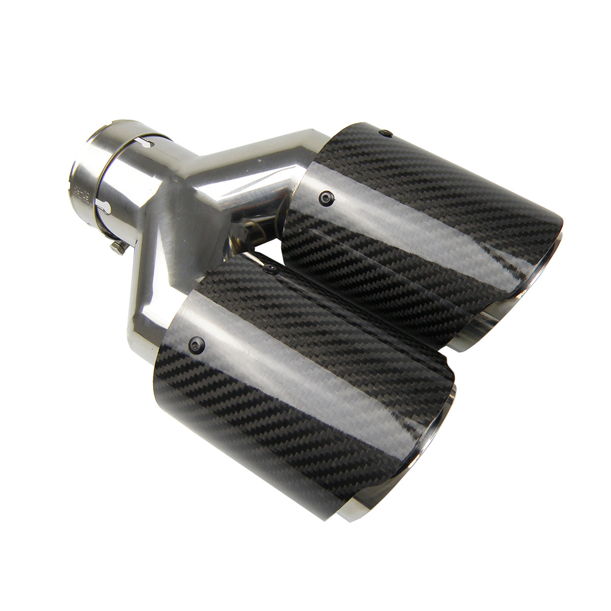 Kipalm Dual Carbon Fiber + 304 Stainless Steel Universal Auto Exhaust Tip Muffler Double End Pipe for BMW BENZ VW Golf TOYOTA