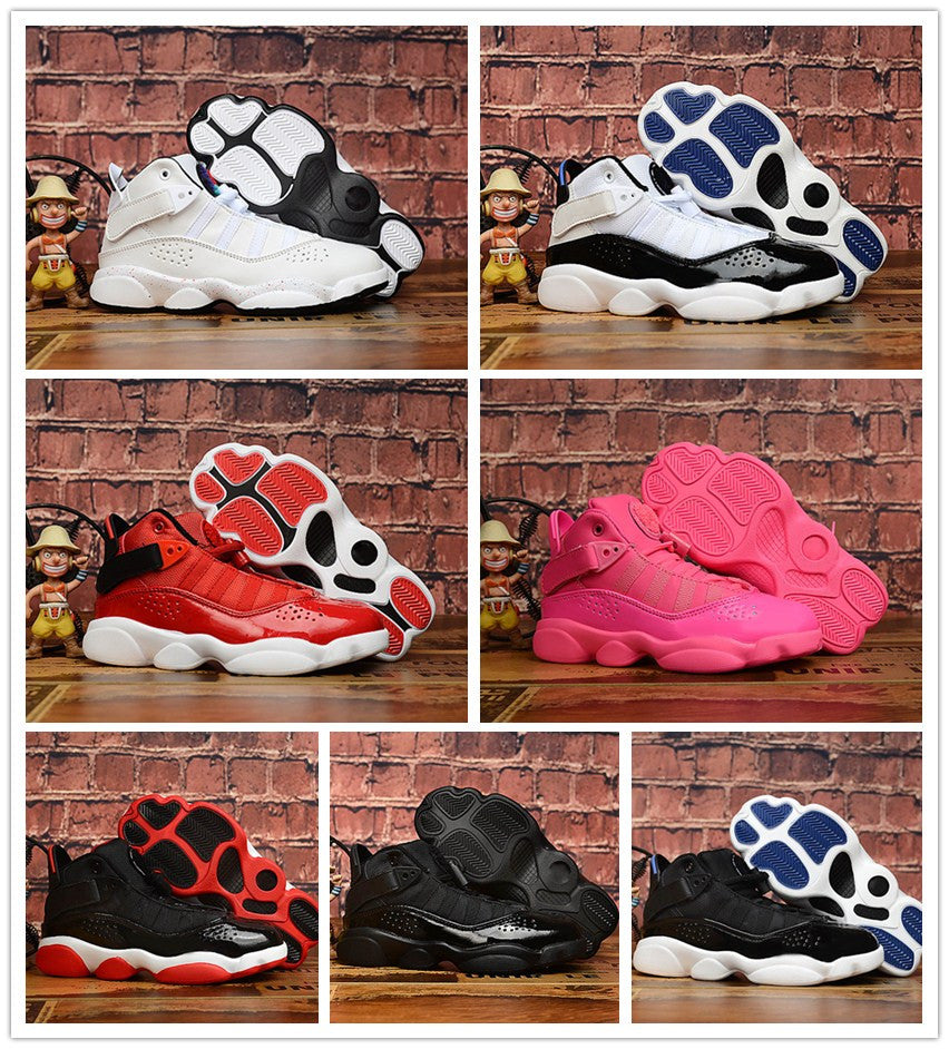 Kids Sneaker 6 Rings Bred Pink Basketball Shoes Cheap Boys Girls Chaussures Black Red White Youth Baby Trainers Sneakers