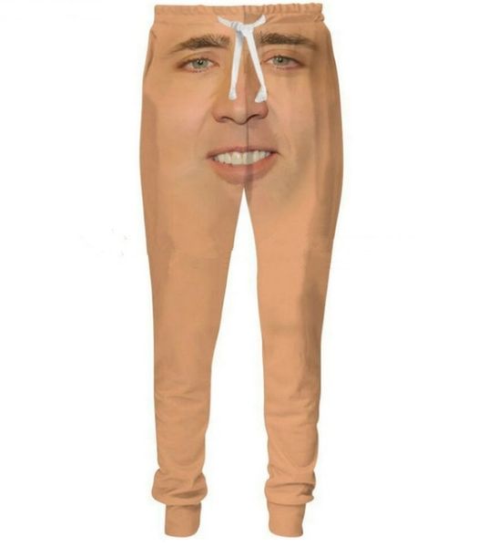 New Men-Women Casual Pants The Giant Blown Up Face Of Nicolas Cage Printed Long Sweatpants 5XL