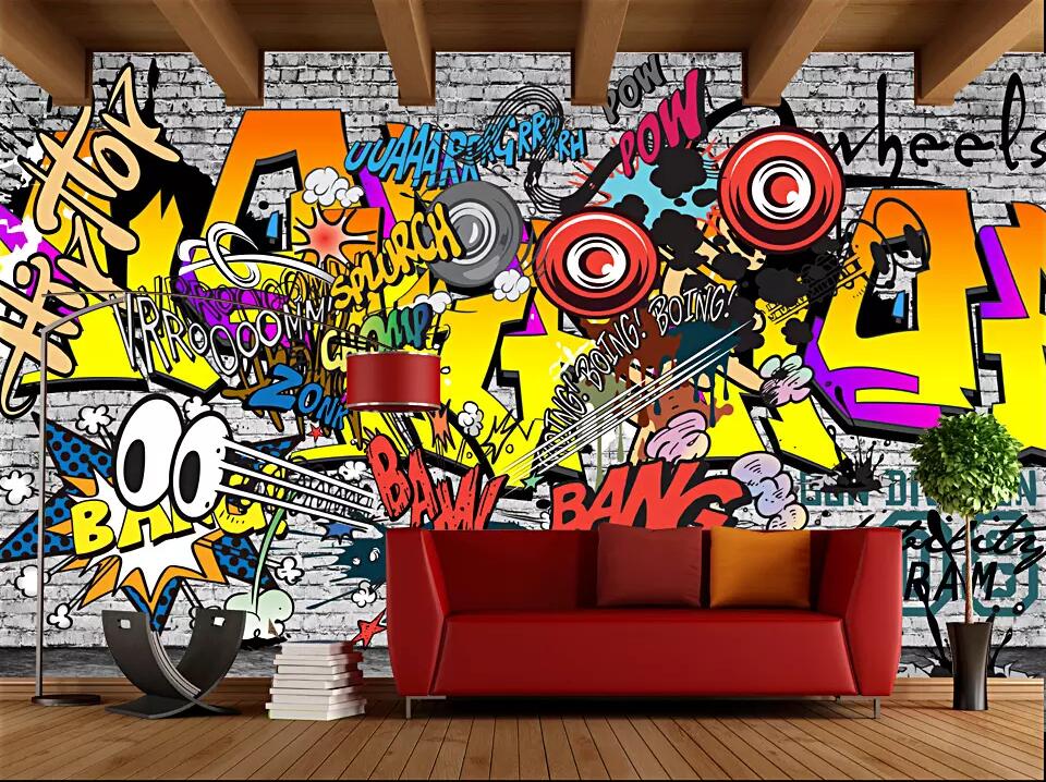 WDBH custom photo 3d wallpaper Trend Graffiti KTV Bar background painting living room home decor 3d wall muals wall paper for walls 3 d