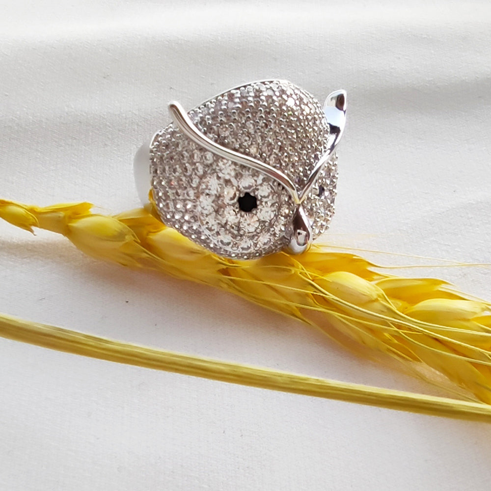 Cute Animal ring Owl Jewelry Jewellery Full Crystal Zirconia Stones Pretty Women Party Rings
