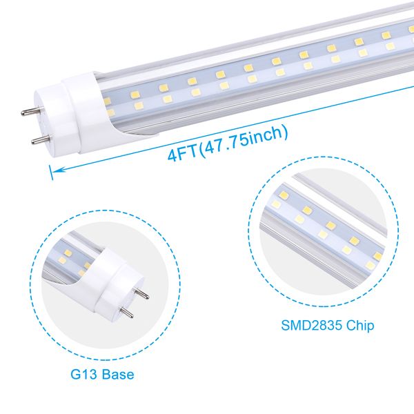 T8 T12 4FT LED Tube Light Bulbs, 48 Inch LED Replacement for Flourescent Tubes, Ballast Bypass, Dual-end Powered, 4 Foot Garage Warehouse Sh