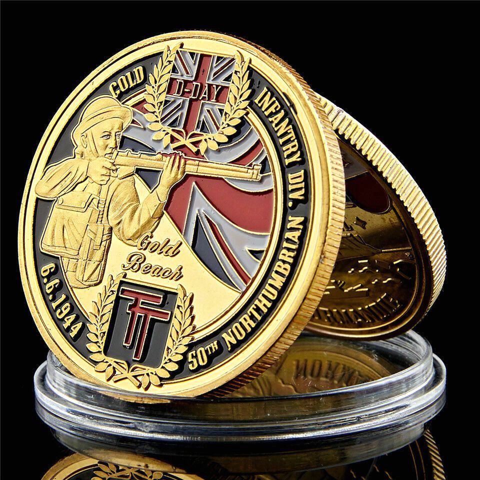 Uk Army Challenge Coin Craft 50th Northumberland Infantry 1oz Gold Plated Military Badge Collection