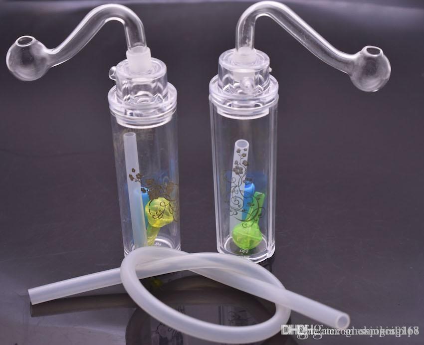 mini Oil Burner Bong 10mm oil burner pipes thick small plastic Bubbler Bong MiNi Oil Dab Rigs for Smoking vs glass beaker bong