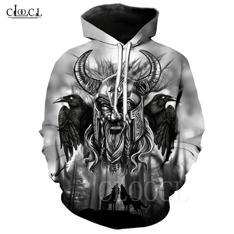 fashion nordic viking tattoo skull hoodie women men pirates 3d print vikings king hip hop hooded coat