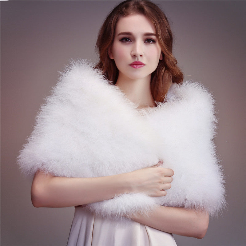 Hot Ostrich Feather Bridal Shawl Fur Wraps Marriage Shrug Coat Bride Winter Wedding Party Boleros Jacket Cloak Cape