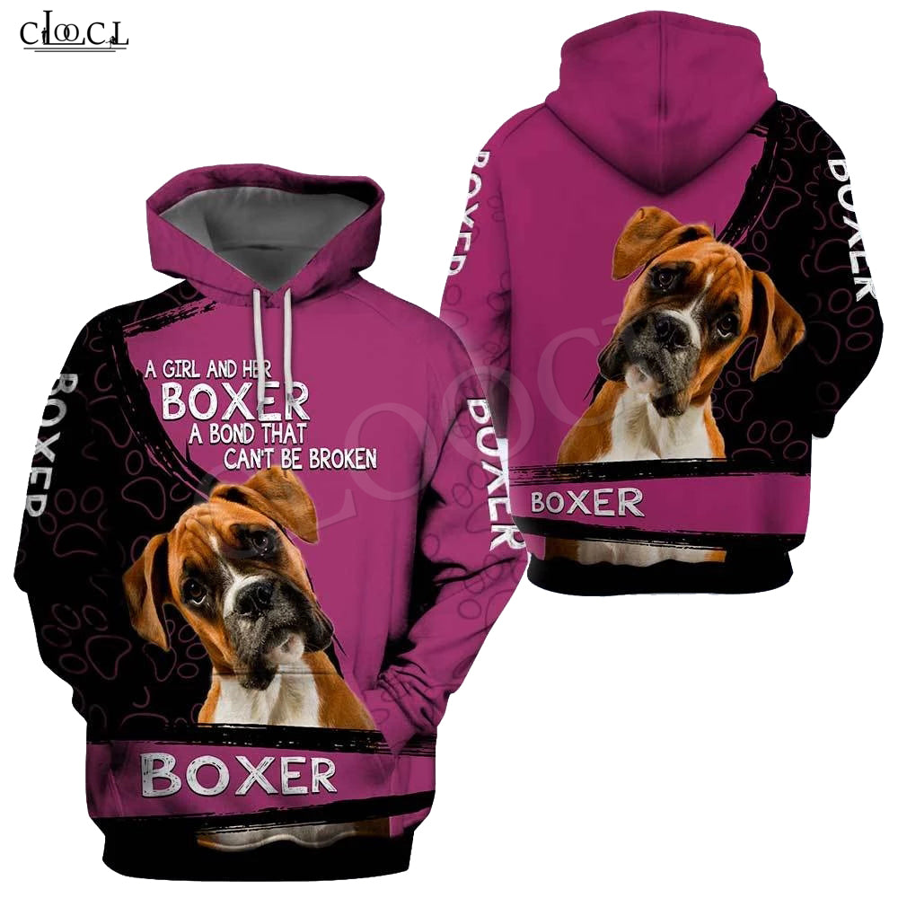 fashion a girl and her boxer dog 3d print hoodie men women sweatshirt casual pet dog designs hooded coat drop