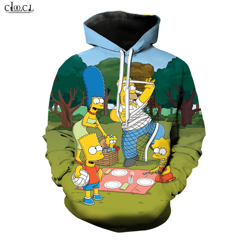 Anime The Simpsons Hoodie Men Women 3D Print Cartoon Simpson Long Sleeve Hooded Coat Harajuku Streetwear Pullovers