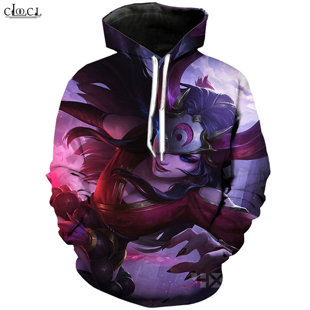 Fashion Game League of Legends Hoodie Men Women 3D Printed Hero Skin Blood Moon Sivir Syndra Hooded Coat Casual Pullovers