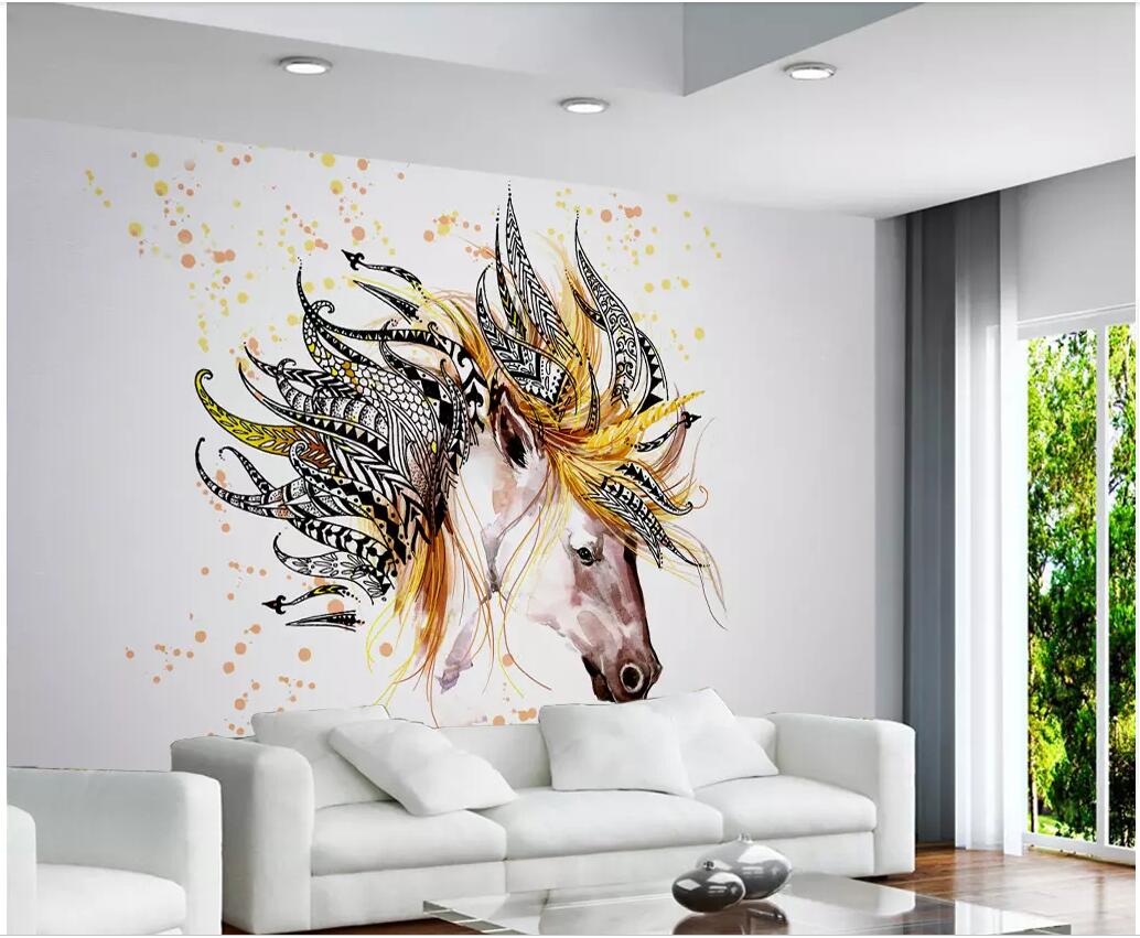3d wallpaper custom photo European modern minimalistic horse head abstract living room home decor 3d wall muals wall paper for walls 3 d