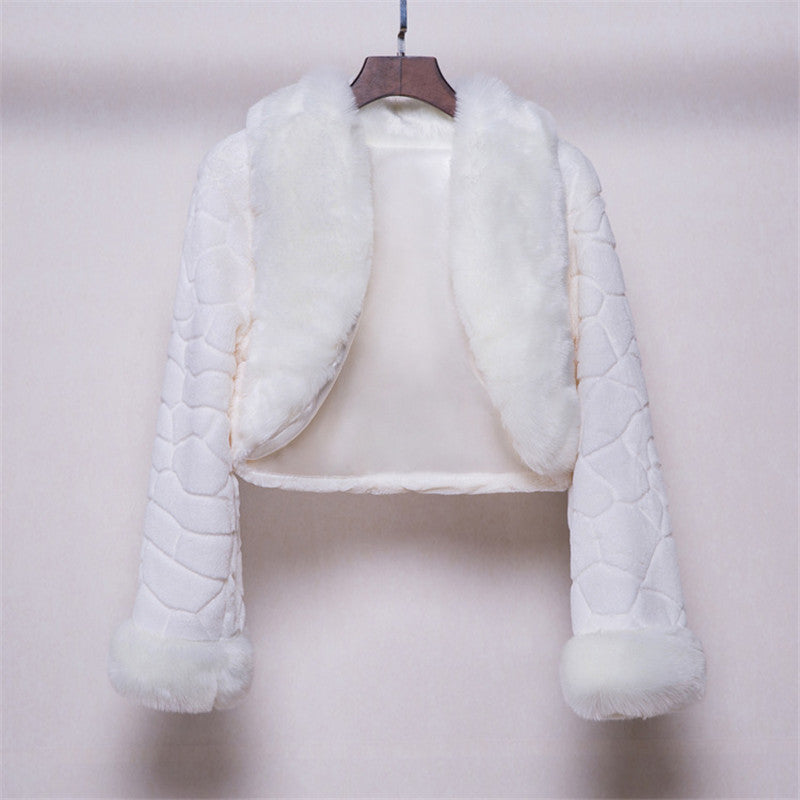 Newest Autumn And Winter Bride wedding wraps ceremonial hairy long-sleeved wool shawl wedding dress warm coat